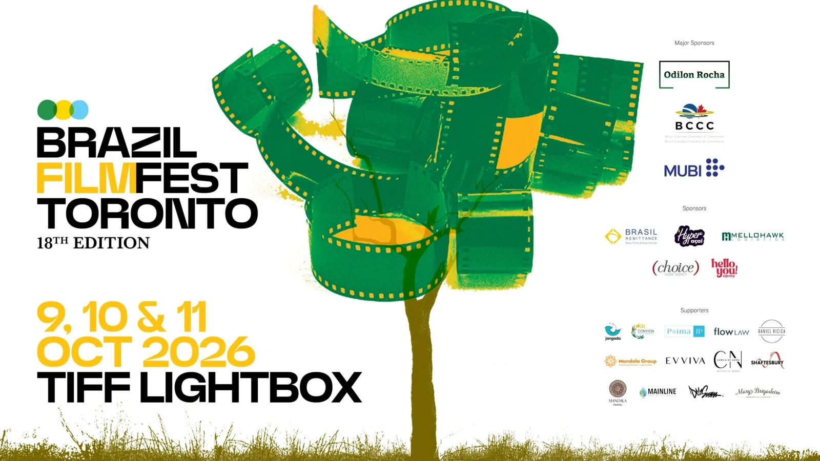 Brazil Film Fest Toronto poster with a tree green and yellow