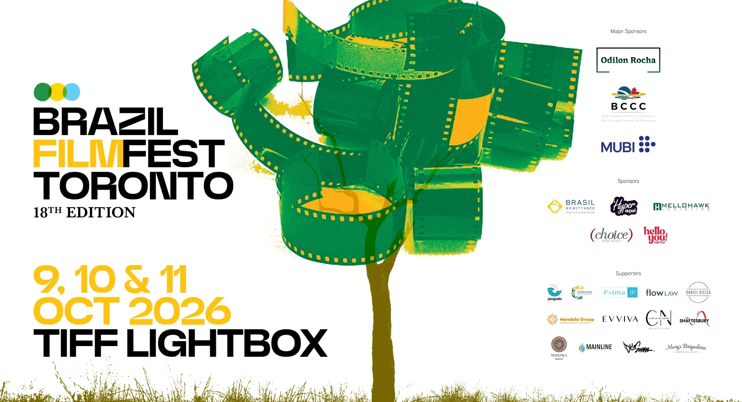 Brazil Film Fest Toronto poster with a tree green and yellow